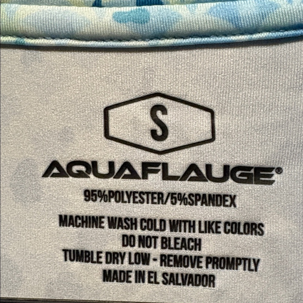 NWT Aquaflauge Men's Blue and Yellow Rash Guard Quarter Zip Fishing Shirt Small - Picture 6 of 6